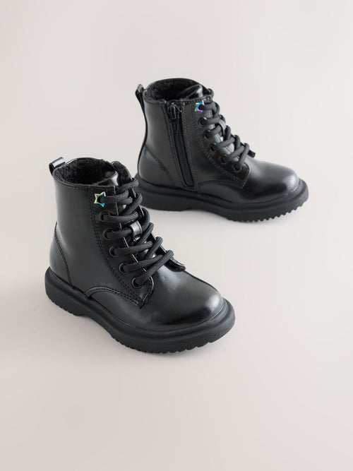 Black Standard Fit (F) Lace Up Ankle Boots
