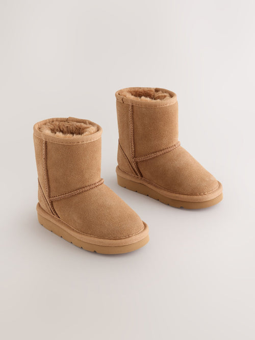 Tan Brown Standard Fit (F) Water Repellent Tall Suede Pull On Boots