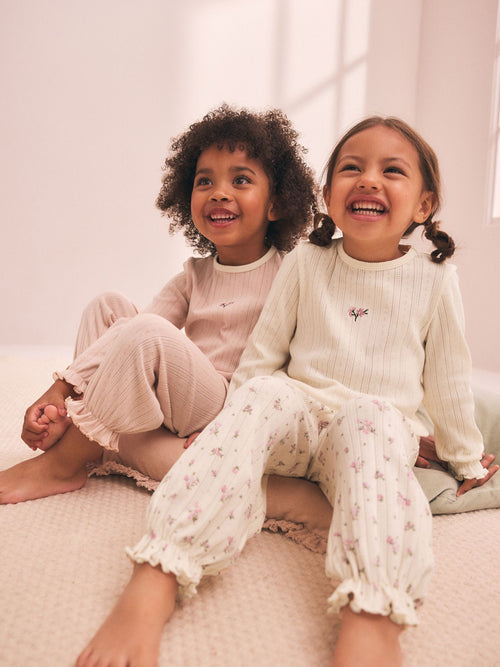 Pink Pointelle Jogger Pyjamas 2 Pack (9mths-12yrs)