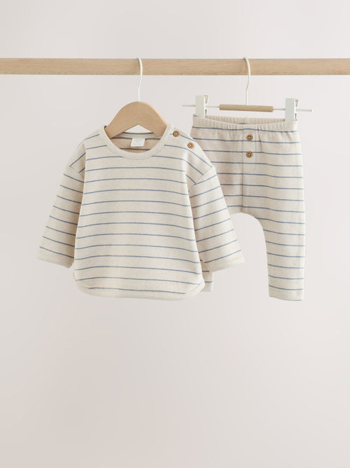 Blue/Cream Stripe Top and Leggings Baby Set (0mths-2yrs)