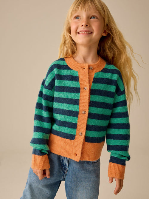 Green Stripe Cosy Cardigan (3-16yrs)