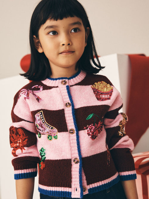 Pink and Red Christmas Cardigan (3-16yrs)