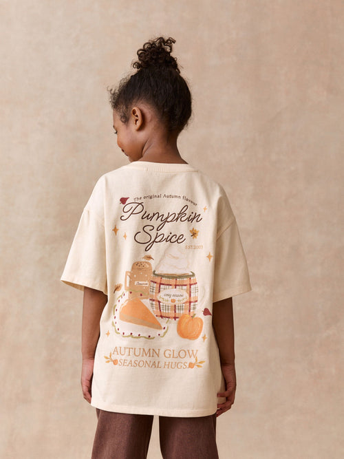 Ecru Pumpkin Oversized Graphic T-Shirt (3-16yrs)