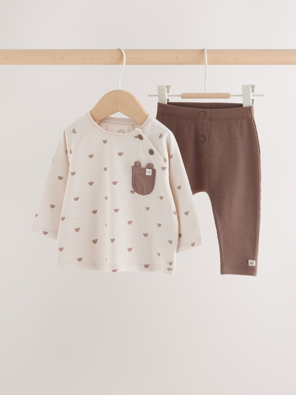 Tan Brown Bear Top and Leggings Baby Set (0mths-2yrs)