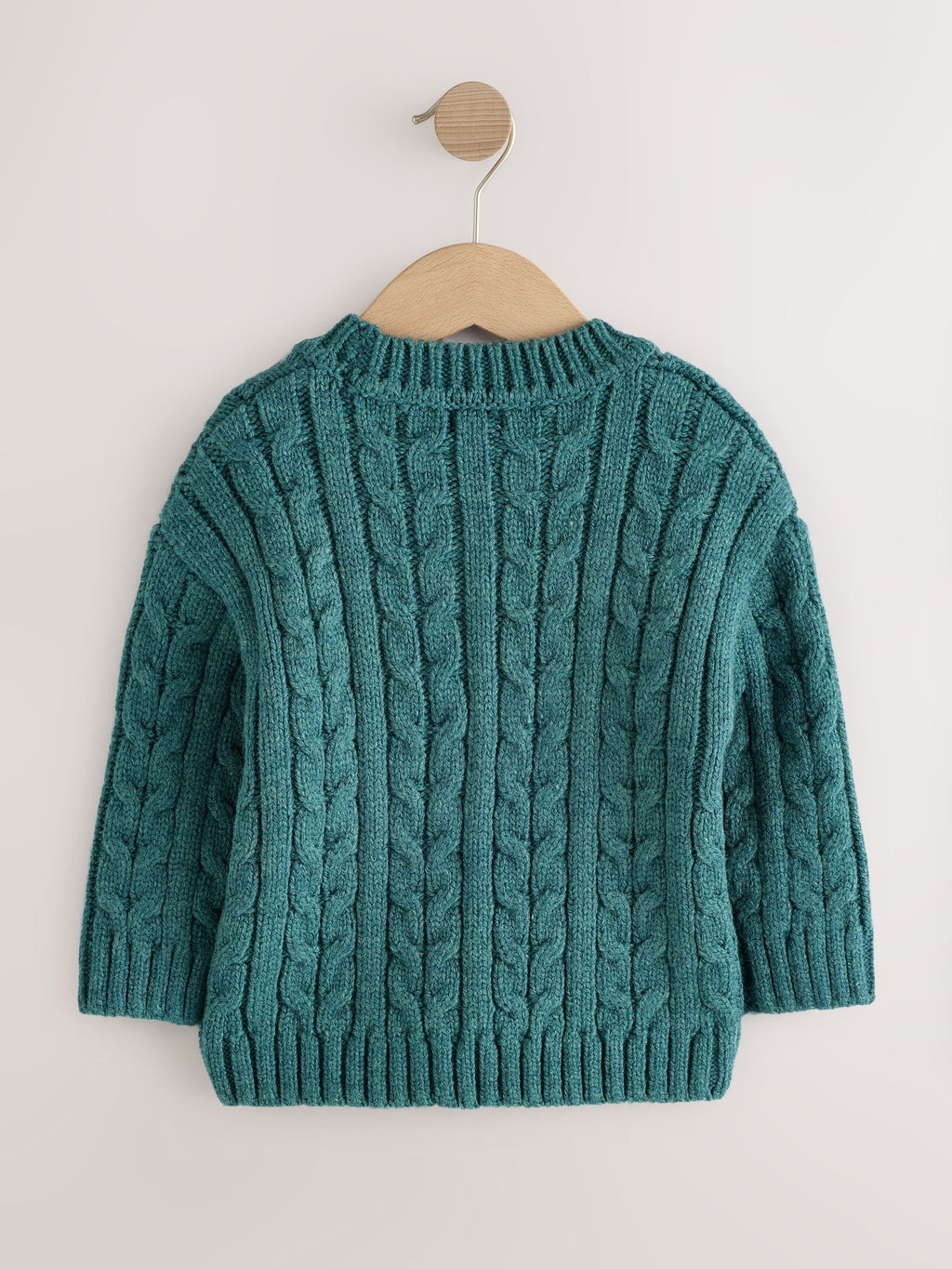Dark Teal Blue Cable Knit Crew Neck Jumper (3mths-7yrs)
