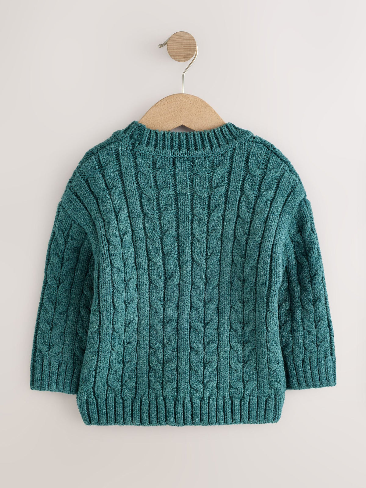Dark Teal Blue Cable Knit Crew Neck Jumper (3mths-7yrs)