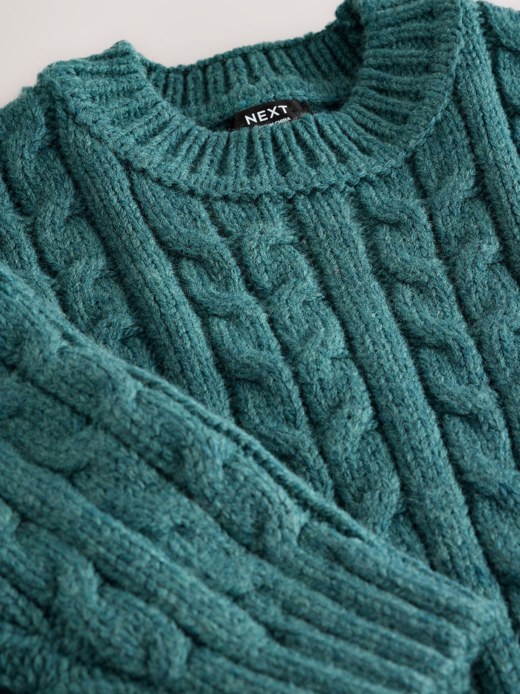 Dark Teal Blue Cable Knit Crew Neck Jumper (3mths-7yrs)