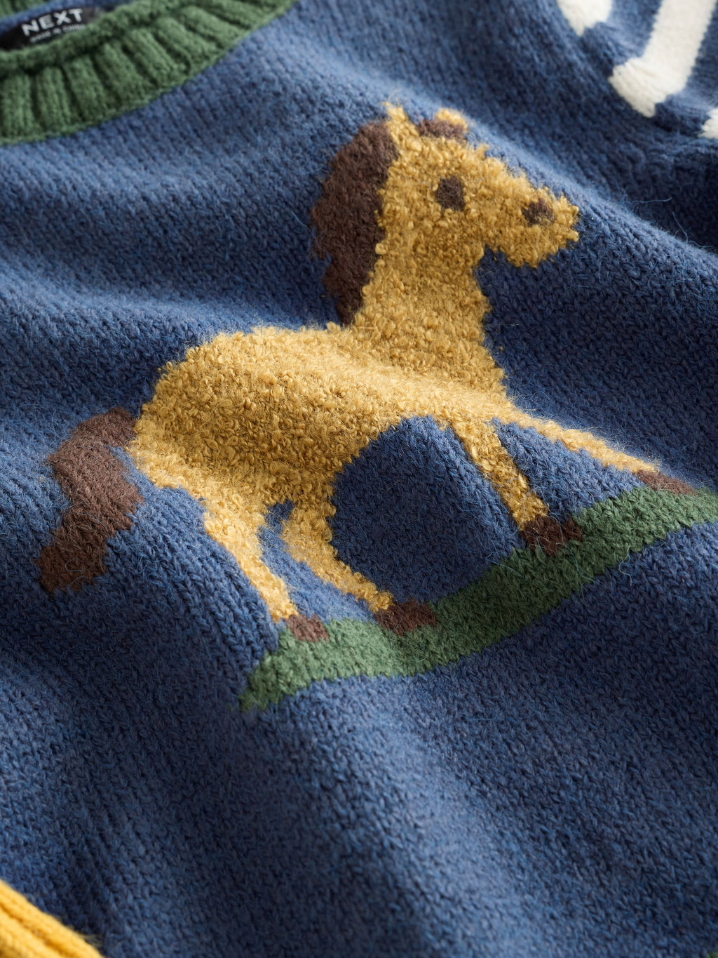 Navy Blue Horse Character Knitted Crew Neck Jumper (3mths-7yrs)
