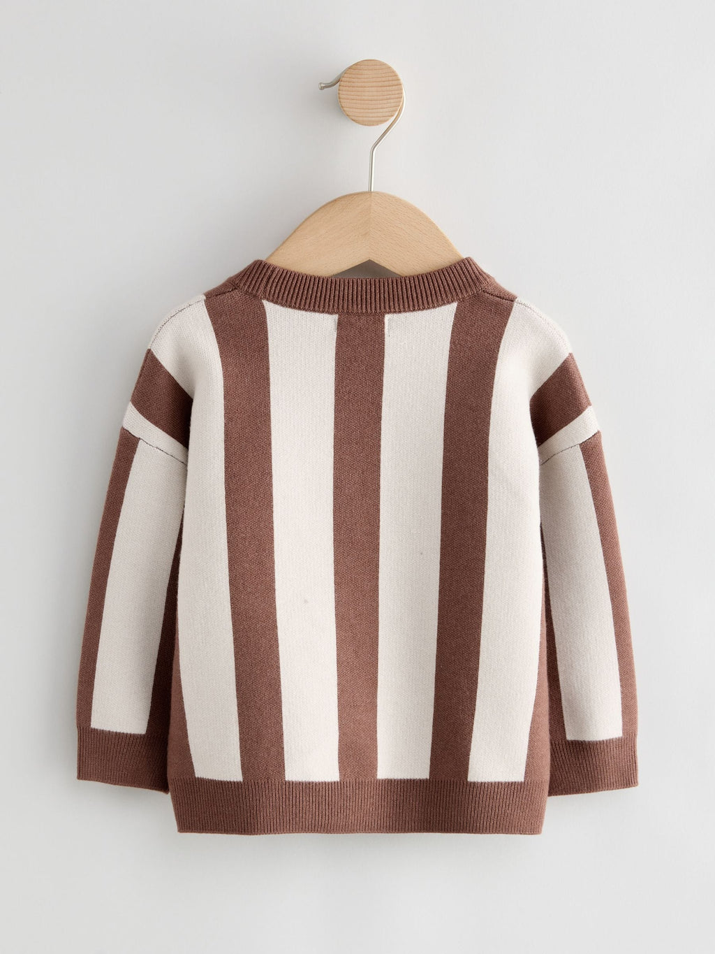 Brown/Cream Stripe Knitted Crew Neck Jumper (3mths-7yrs)
