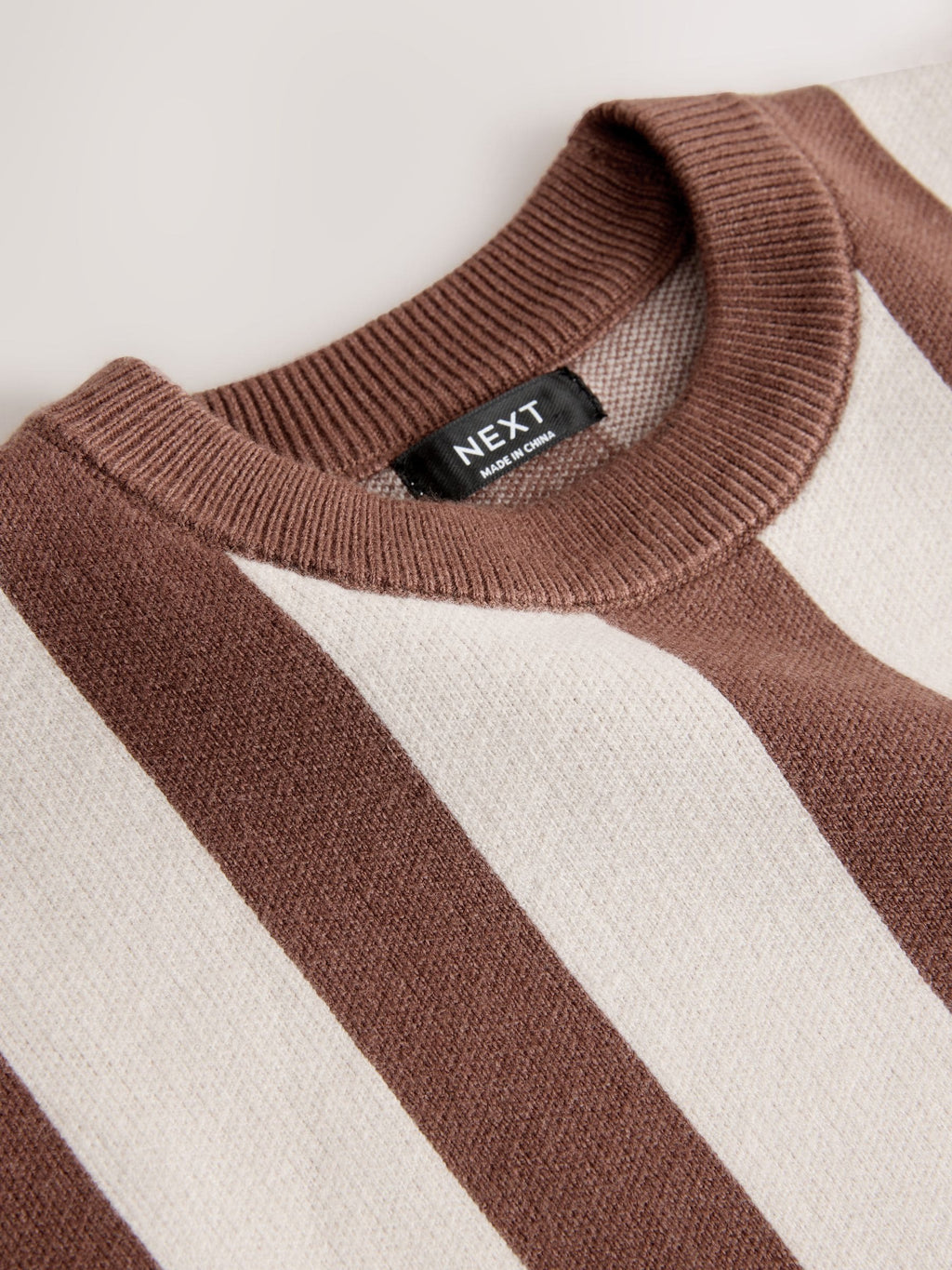 Brown/Cream Stripe Knitted Crew Neck Jumper (3mths-7yrs)