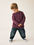 Plum Purple Cable Knit Crew Neck Jumper (3mths-7yrs)