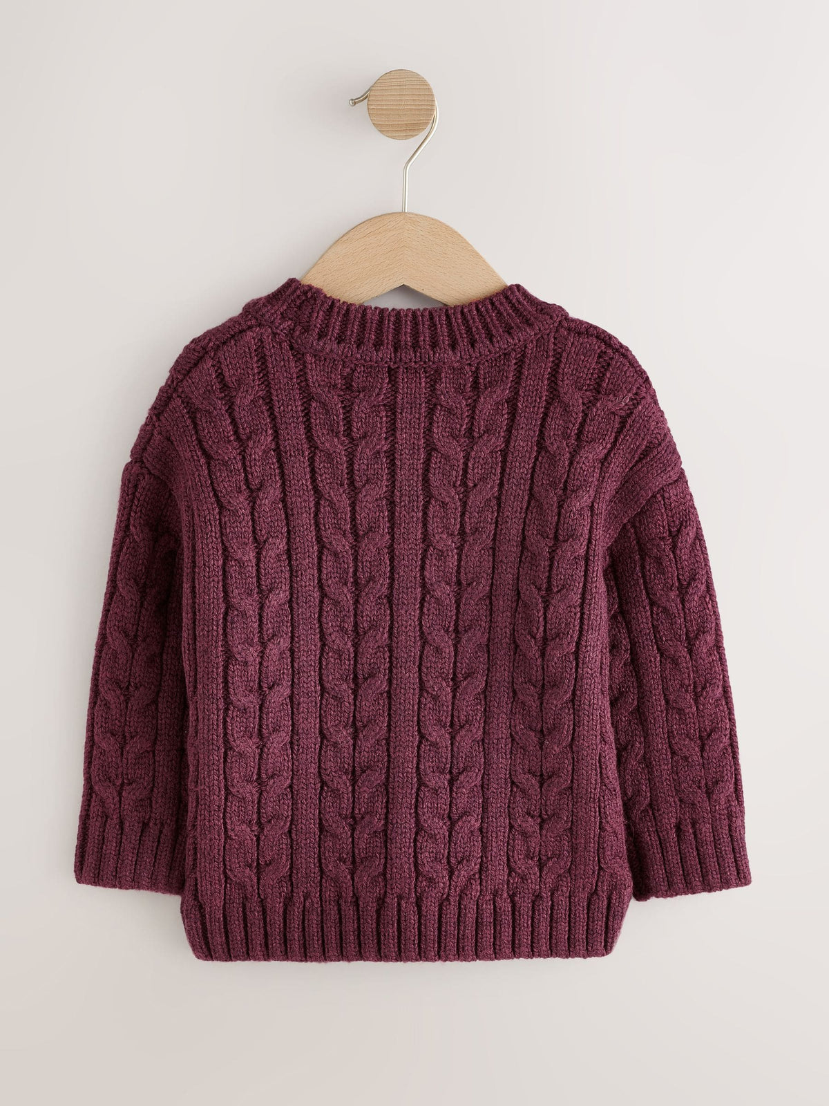 Plum Purple Cable Knit Crew Neck Jumper (3mths-7yrs)
