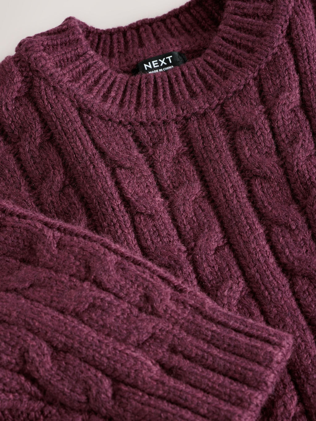Plum Purple Cable Knit Crew Neck Jumper (3mths-7yrs)