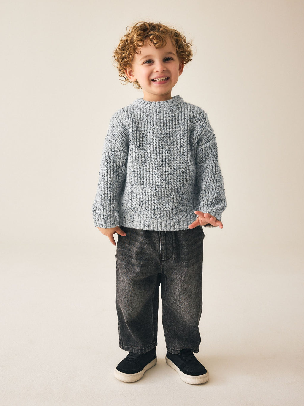 Grey Twist Knitted Crew Neck Jumper (3mths-7yrs)