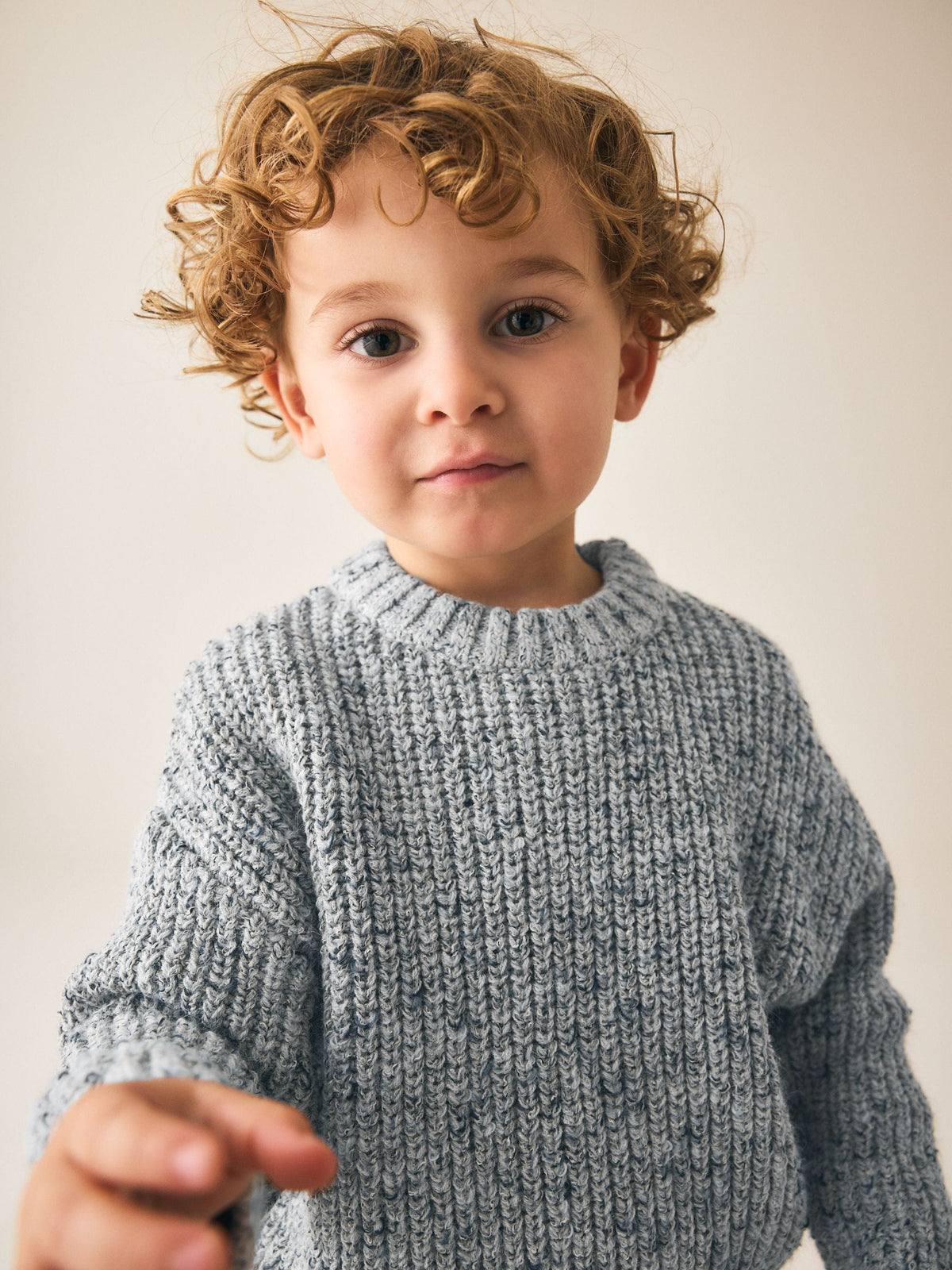 Grey Twist Knitted Crew Neck Jumper (3mths-7yrs)