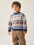 Cream/Navy Character Knitted Crew Neck Jumper (3mths-7yrs)