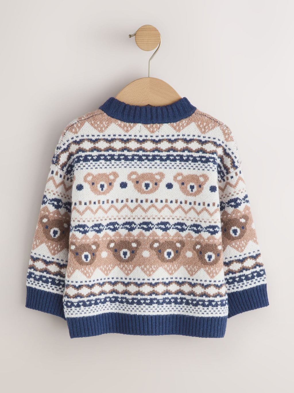Cream/Navy Character Knitted Crew Neck Jumper (3mths-7yrs)