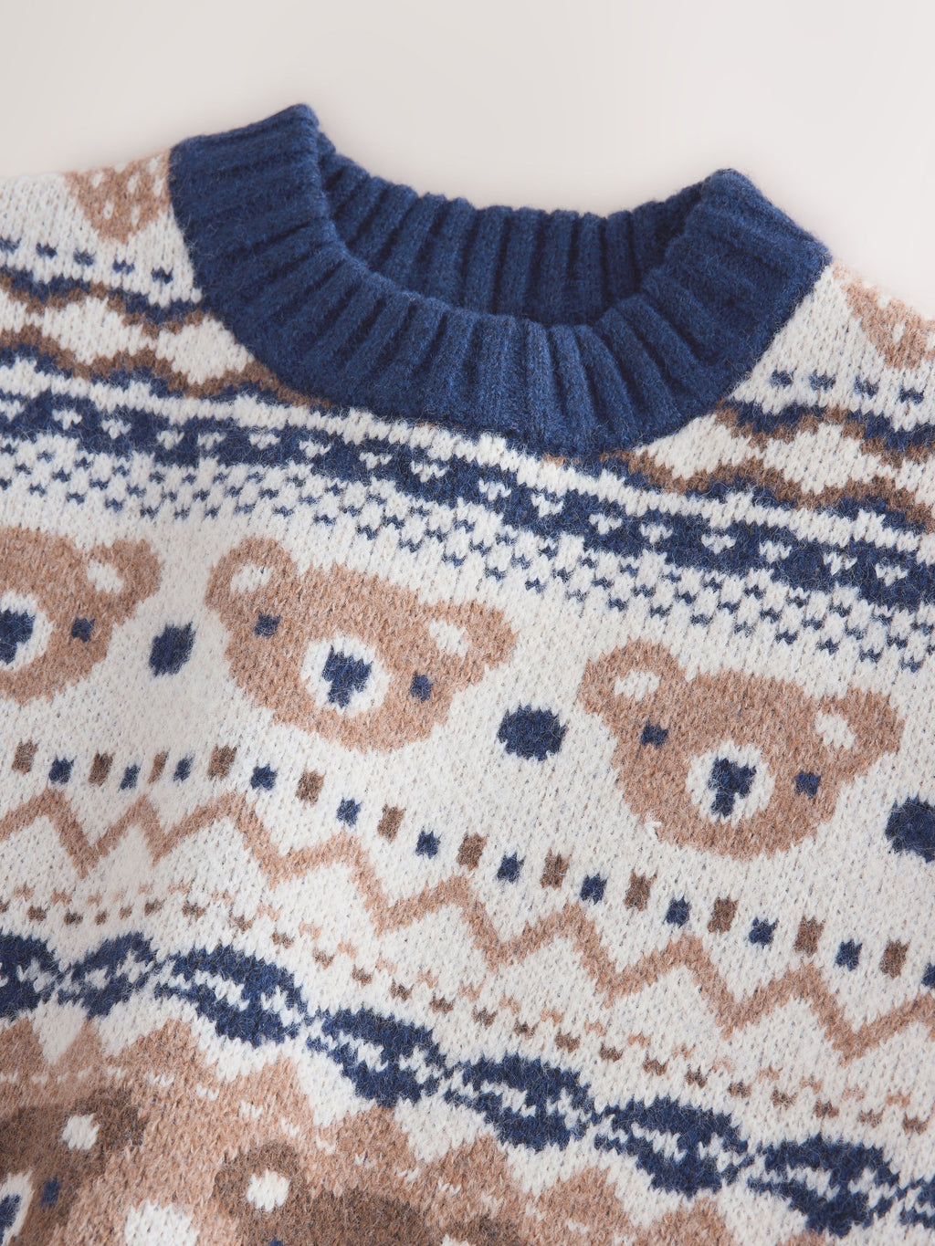 Cream/Navy Character Knitted Crew Neck Jumper (3mths-7yrs)