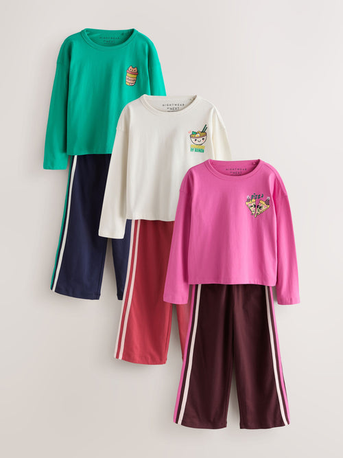 Green/Pink Wide Long Leg Pyjamas 3 Pack (3-16yrs)