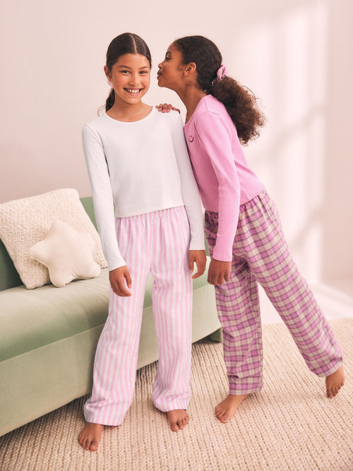 Pink Woven Wide Leg Pyjamas 2 Pack (3-16yrs)