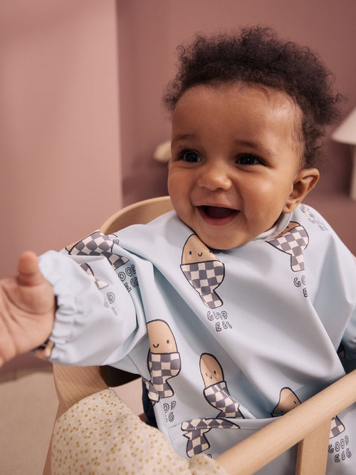 Blue Egg Weaning And Feeding Sleeved Bib