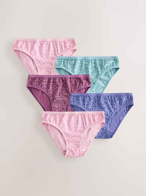 Animal Print Bikini Briefs 5 Pack (5-16yrs)