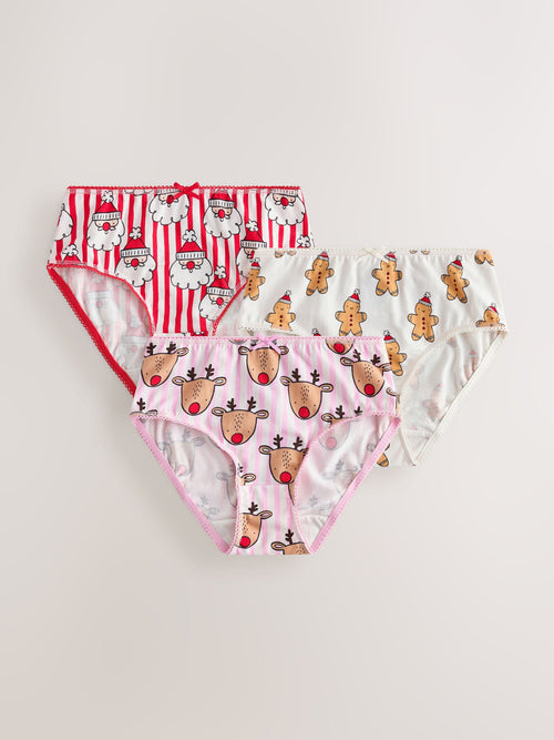 Red Bow Christmas Briefs 3 Pack (1.5-12yrs)