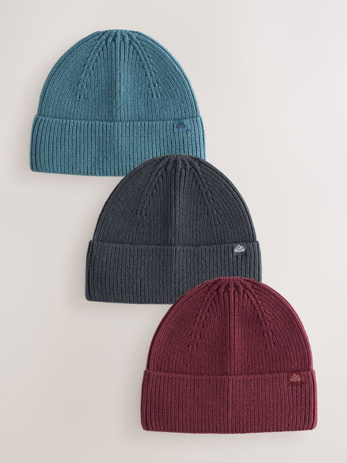 Blue Beanie Hats 3 Pack (1-16yrs)
