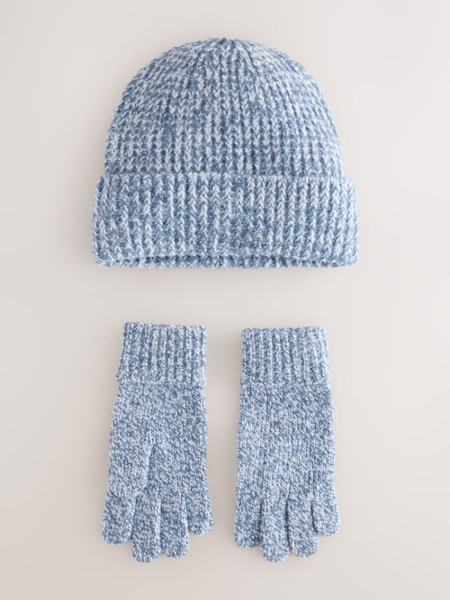 Blue Beanie and Gloves Set 2 Piece (3-16yrs)