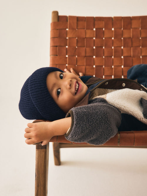Navy Wool Knitted Beanie Hat (1-16yrs)