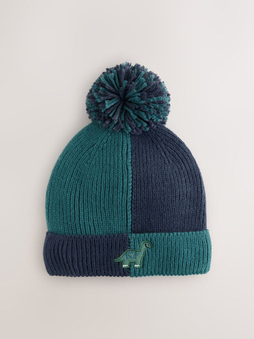 Green Dinosaur Knitted Pom Hat (3mths-10yrs)