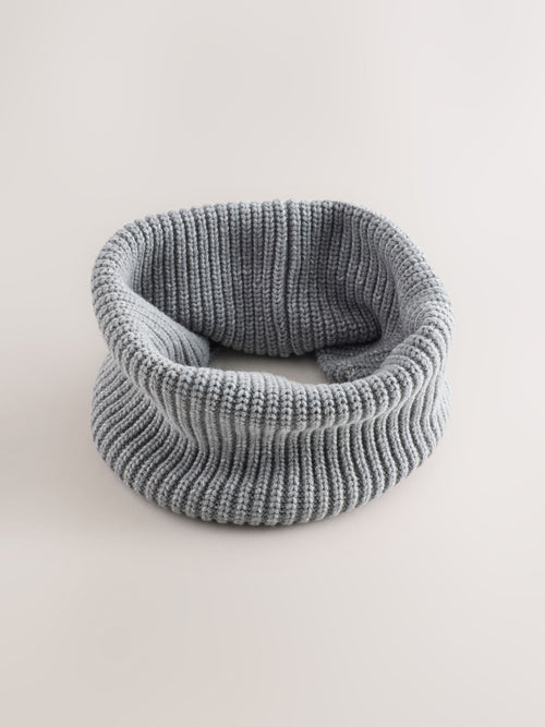 Grey Ribbed Knitted Snood (1-16yrs)