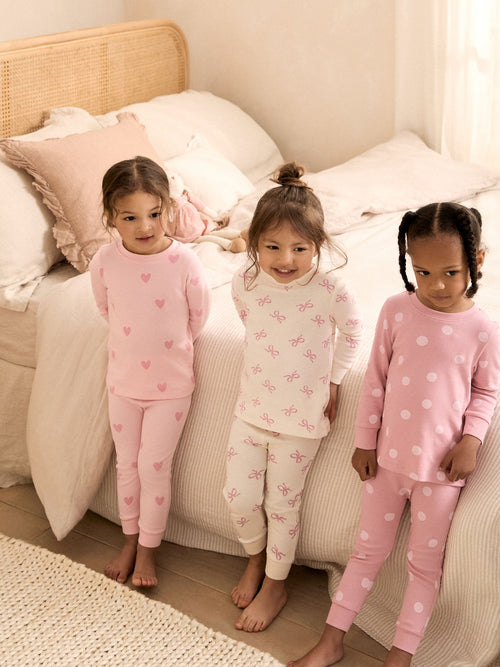 Pink/White Snuggle Pyjamas 3 Pack (9mths-12yrs)