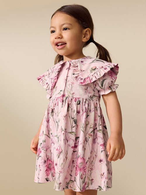 Floral Short Sleeve Collared Floral Dress (3mths-7yrs)