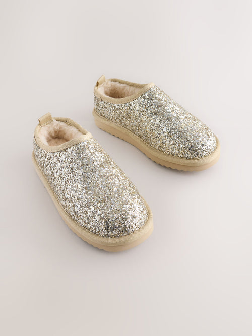 Gold Glitter Shoot Slippers