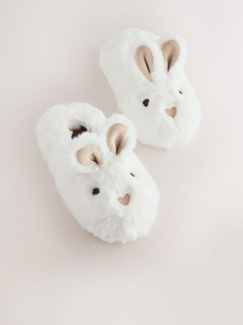White Bunny Character Mule Slippers
