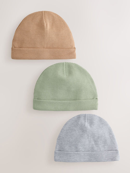 Neutral Sage Beanies 3 Pack (0-18mths)