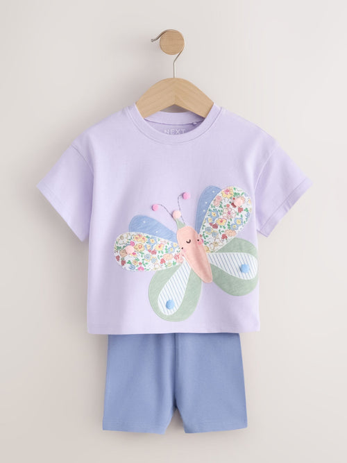 Lilac Purple Butterfly Top and Shorts Set (3mths-7yrs)