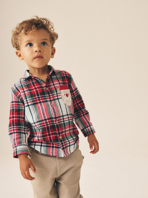 Red/Ecru Character Long Sleeve Tartan Check Shirt (3mths-10yrs)