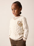 Cream Cable Knit Varsity Jumper (3mths-7yrs)