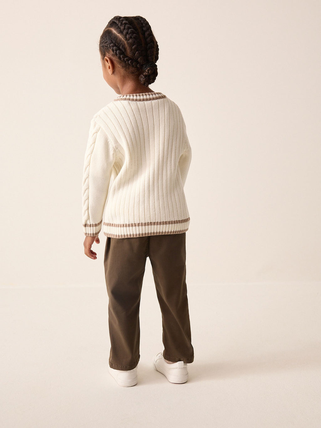 Cream Cable Knit Varsity Jumper (3mths-7yrs)