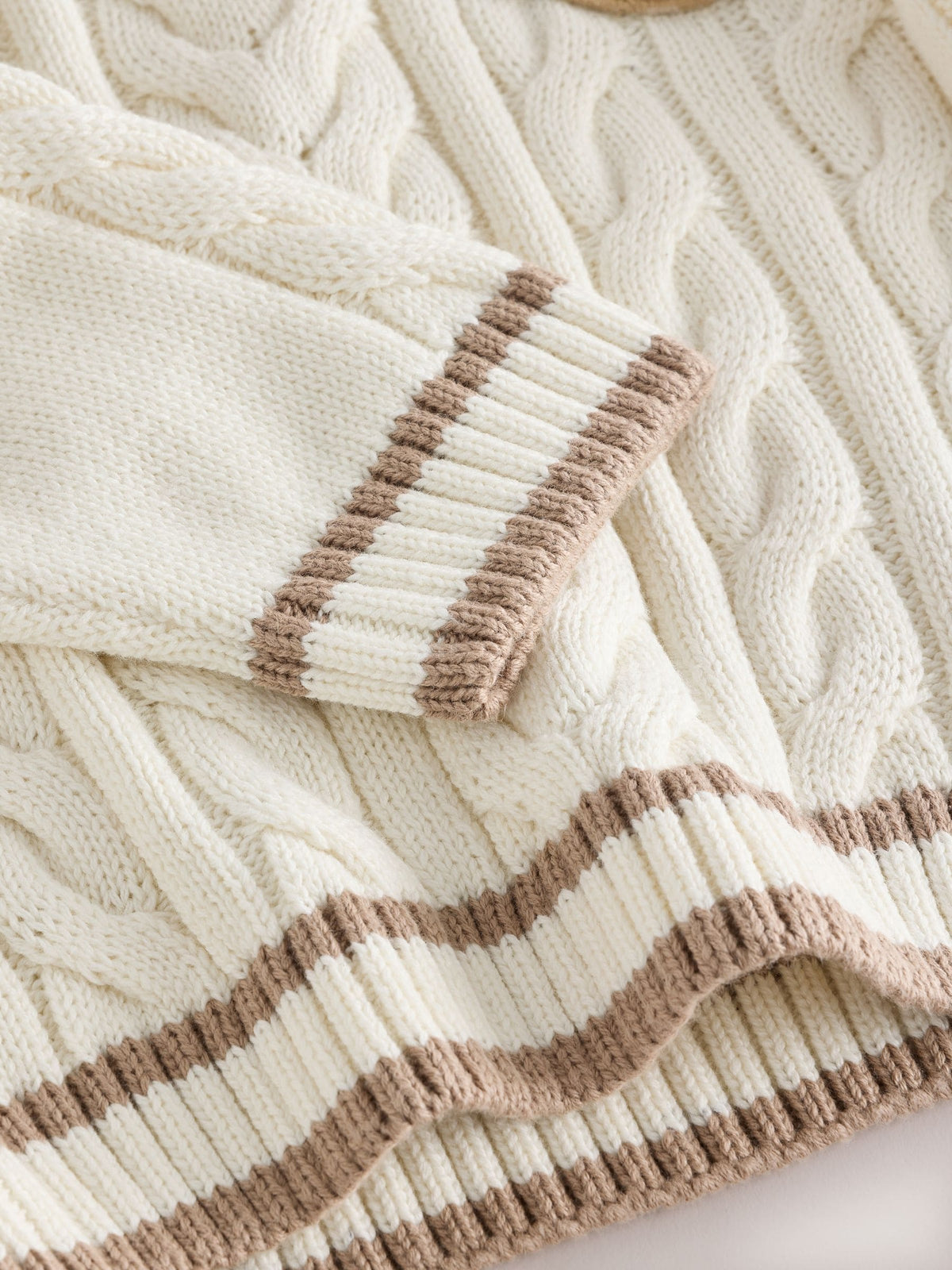 Cream Cable Knit Varsity Jumper (3mths-7yrs)