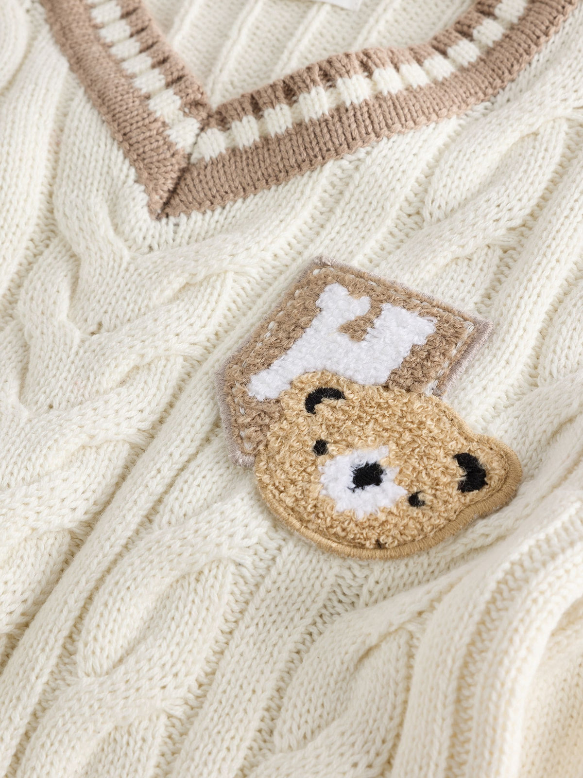 Cream Cable Knit Varsity Jumper (3mths-7yrs)