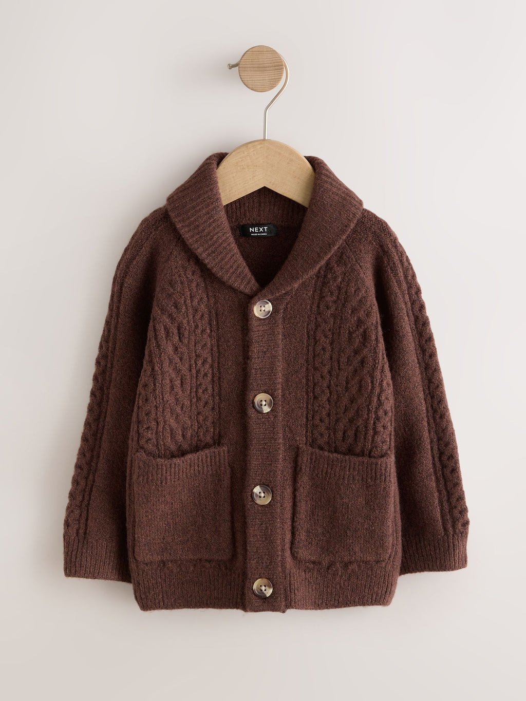 Brown Cable Knit Cardigan (3mths-7yrs)