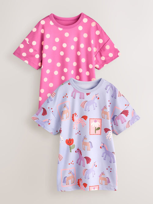 Pink/Lilac Purple Nighties 2 Pack (2-16yrs)