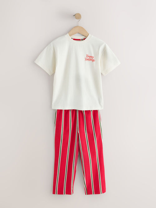 Red/Ecru Christmas Matching Family Pyjamas (9mths-16yrs)
