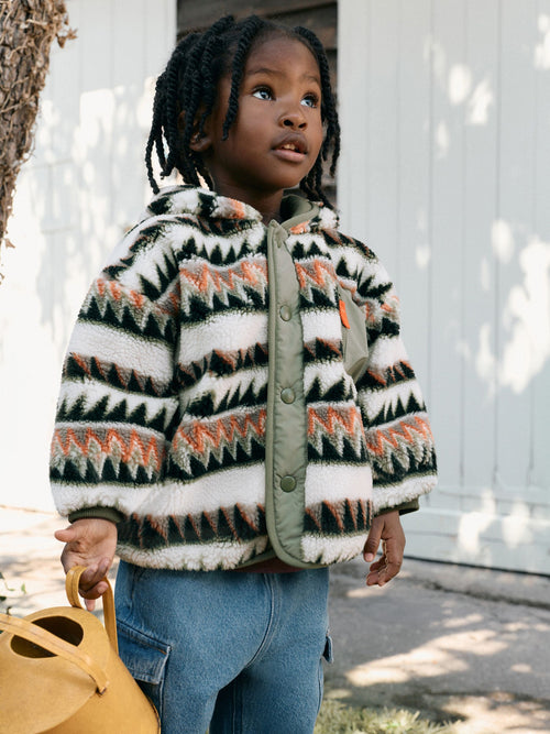 Khaki/Cream Aztech All Over Print Fleece (3mths-7yrs)