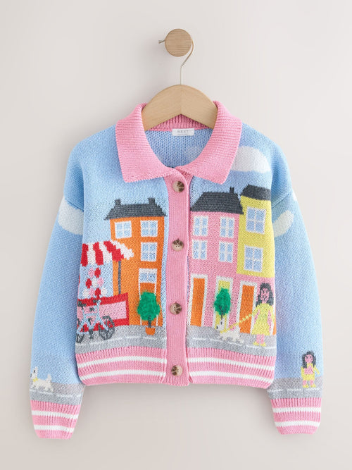 Pink Collared Cardigan (3-16yrs)