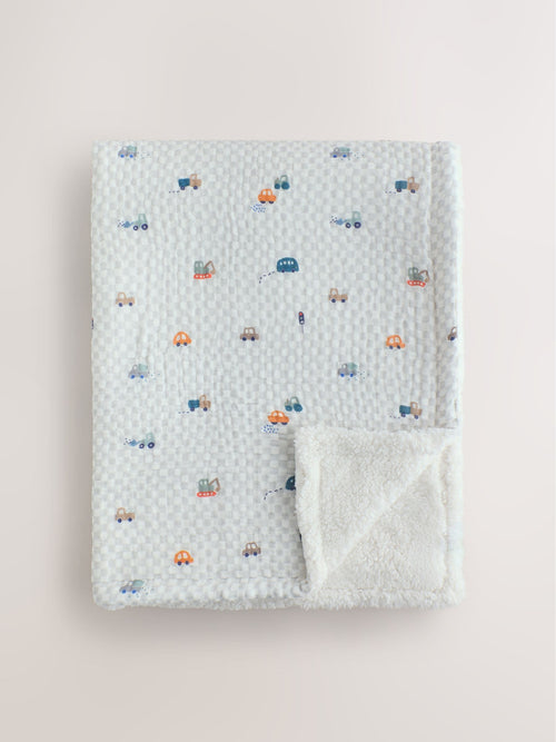 Checkerboard Cars Muslin Baby Fleece Blanket