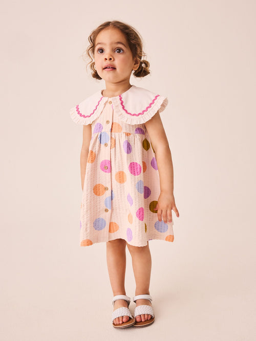Rainbow Spot Collared Summer Dress (3mths-7yrs)